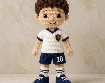 Crochet Soccer Player Doll Pattern PDF, Amigurumi Football Player Toy Crochet Pattern