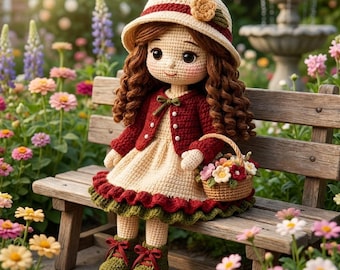 Vintage Girl Doll Crochet Pattern PDF | Victorian Amigurumi Doll Pattern | Crochet Doll Tutorial | Instant Download