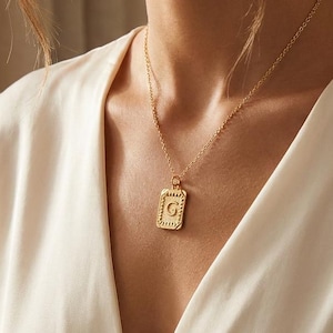Gepersonaliseerde rechthoek eerste hanger ketting, aangepaste brief ketting, gepersonaliseerde sieraden, kerstcadeau, verjaardagscadeau, Moederdagcadeau
