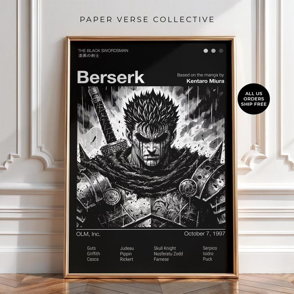 Berserk Manga Poster, Guts und Griffith Anime Wand Kunst Druck