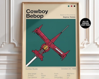 Cowboy Bebop Poster, Swordfish Anime Print, Retro Wall Decor