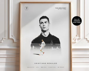 Cristiano Ronaldo Poster, The Greatest of All Time Wall Art, CR7 Minimalist Football Print