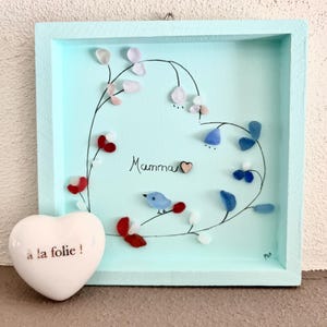 Quadretto sea glass art, festa della mamma, decorazione cuore fatta a mano, idea regalo, handmade gift