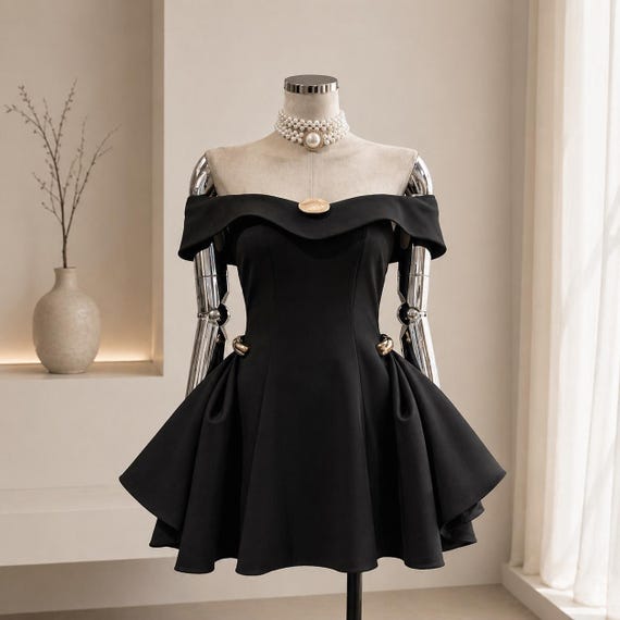 black skater dress women Off Shoulder Mini Dress, Elegant Party Dress, Flared Dress, Cocktail Outfit, Evening Dress, Chic Formal Wear black tights white dress D2 Ladies dresses Turn heads with this Color:Ice Blue