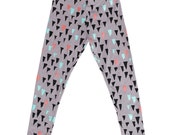 Stalactite Leggings in Mint, Rust and Black on Grey