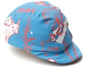 Animal Painter's Cap in Rust and White on Sky Blue