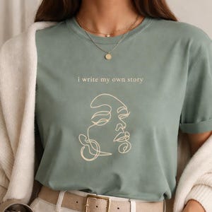 I Write My Own Story | minimalist line art face T-Shirt | BookTok Society Romantasy Collection for book lovers