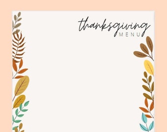 Thanksgiving Menu Template, Portrait, Legal, PDF