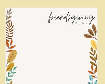 Friendsgiving Menu Template, Portrait, Legal, PDF