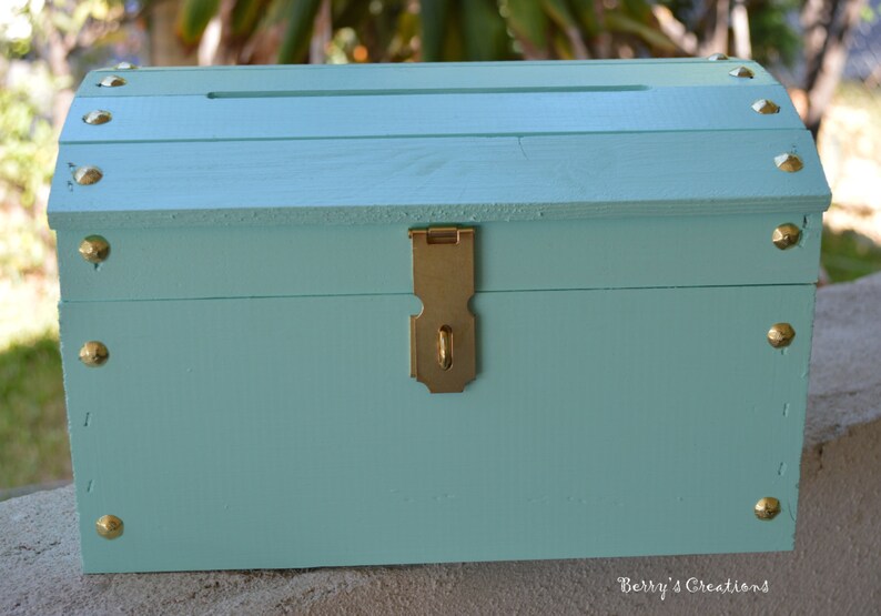 Large Mint Green Wooden Wedding Treasure Chest Card Box with Etsy