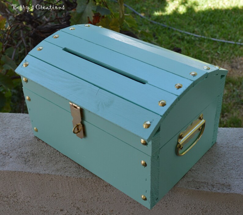 Large Mint Green Wooden Wedding Treasure Chest Card Box with Etsy