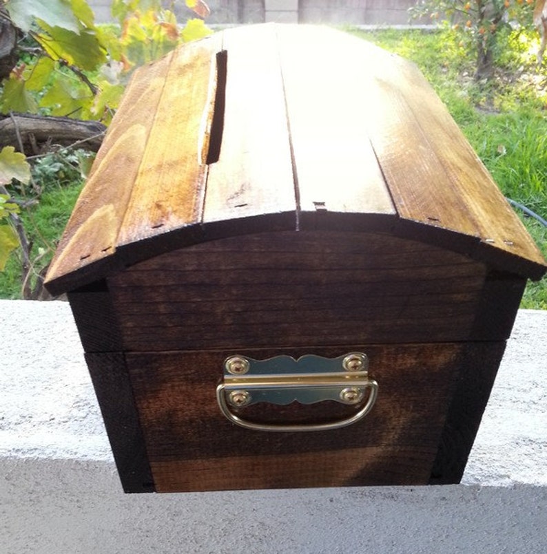 Small Wooden Wedding Treasure Chest Card Box with Card Slot Etsy