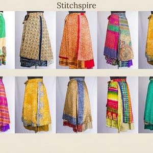 Vintage Silk Sari Wrap Skirt – Reversible Boho Maxi, Upcycled Clothing