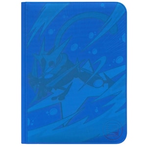 May include: A rectangular blue binder featuring a monochromatic graphic of a stylised creature in a dynamic pose. The cover displays abstract shapes, lines, and circular elements, with a small circular logo embossed in the bottom right corner.