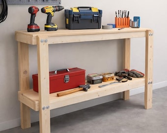 Heavy Duty 2-Tier Wood Shelf | Farmhouse Style Utility Organizer, USA Made