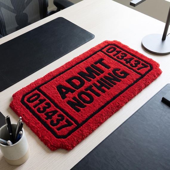 Typography Rug, Red Black Rug, Statement Rug, Hand Tufted Carpet, Quote Rug, Office Decor, Modern Area Rug, Bold Graphic Home Decor