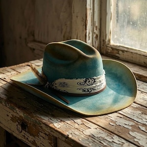 Fedora verde oliva desgastado hecho a mano - Sombrero de páramo "Guardabosques de la jungla" - Lana quemada por el fuego con detalles rojos y pluma salvaje