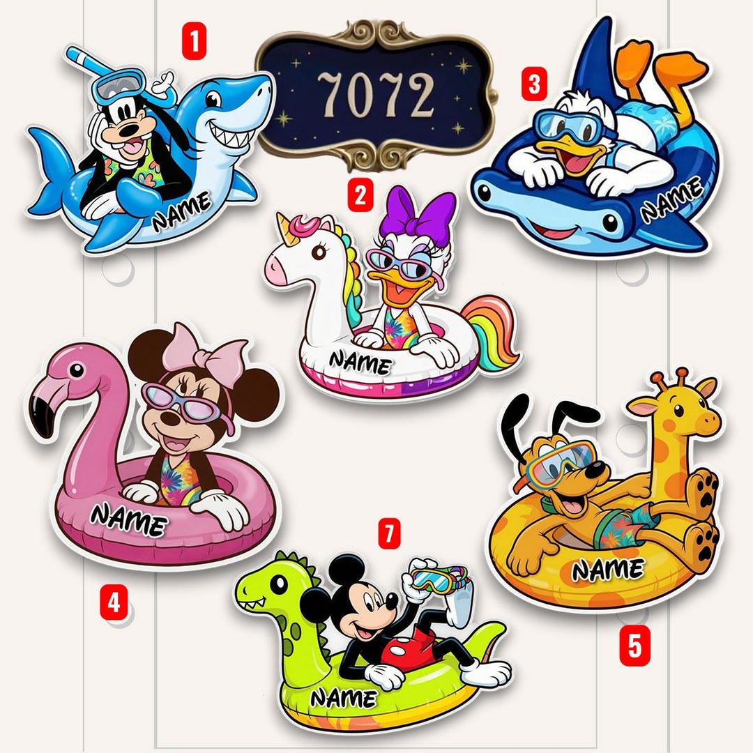 Personalized Disney Characters Summer Cruise Magnet, Swimming Floats ...