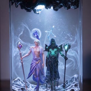 Hexcore And Death Sworn Viktor Resin Lamp, League Of Legends Night Light, Custom Gaming Desk Decor, Epoxy Wood Lamp, Best Gift For Him