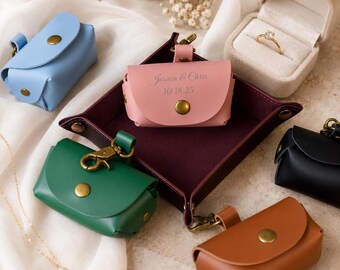 Pochette personnalisée pour collier pour animal de compagnie, porte-bague pour proposition en cuir gravé personnalisé, accessoire pour mariage de chien, cadeau