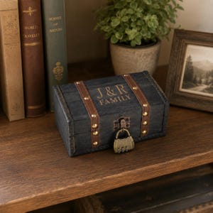 Personalized Lockable Wooden Keepsake Box, Custom Engraved Vintage Trunk Wedding Memory Chest, Rustic Gift Box for Cards Letters Photos