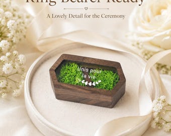 Boîte à bagues personnalisée en bois avec fenêtre en verre, boîte à bagues en mousse personnalisée, cadeau d'anniversaire de proposition de mariage pour couple