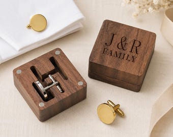 Coffret cadeau boutons de manchette personnalisés gravés, ensemble de boutons de manchette de mariage personnalisés pour garçons d'honneur, cadeau d'anniversaire pour homme