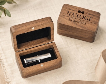 Custom Engraved Tie Clip Gift Box, Personalized Wedding Tie Bar for Groom Groomsmen, Best Man Father’s Day Gift