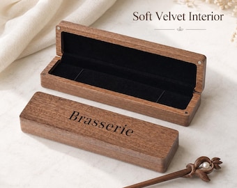 Boîte personnalisée en bois pour épingles à cheveux, boîte de rangement en épingle à cheveux personnalisée