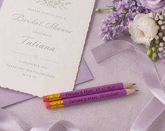Ensemble de crayons cadeaux personnalisés, prénoms et date personnalisés pour invités