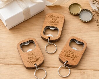 Porte-clés en bois personnalisé, cadeau de mariage gravé sur mesure, lot de 1 3 5 10, cadeau de douche nuptiale rustique