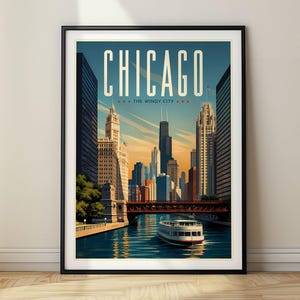 Poster di Chicago, USA, stampa di viaggio vintage, decorazione murale per la casa, regalo