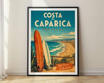 Costa da Caparica Poster Portugal Travel Print Vintage Wall Art Home Decor Gift