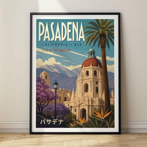 Pasadena Poster USA Resetryck Vintage Väggkonst Heminredning Gåva