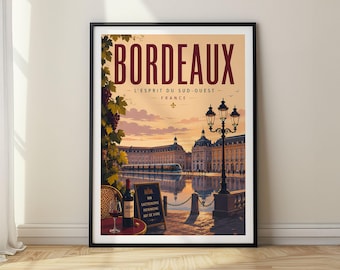 Bordeaux Poster France Travel Print Vintage Wall Art Home Decor Gift