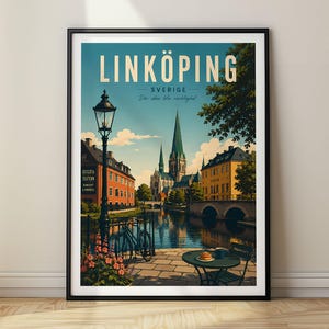Linköping Poster Sverige Travel Print Vintage Wall Art Home Decor Gift