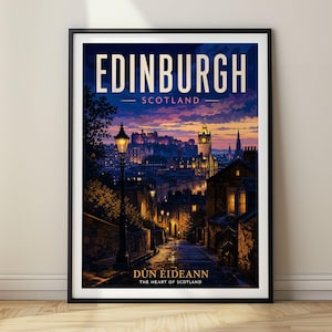 Edinburgh Poster UK Travel Print Vintage Wall Art Home Decor Gift