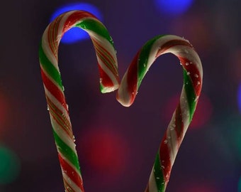 Candy Cane Photo, Christmas Photography, Food Photography, Christmas Art, Christmas Card, Christmas Wall Art, Food Photos, Food Porn, Bokeh