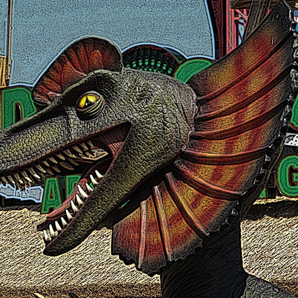 Dinosaur Art - Dinosaur Photos - Boys Room Decor - Niagara Falls Dinosaur Golf Pictures - Art for Kids, Dinosaur Birthday Card, Dino Art