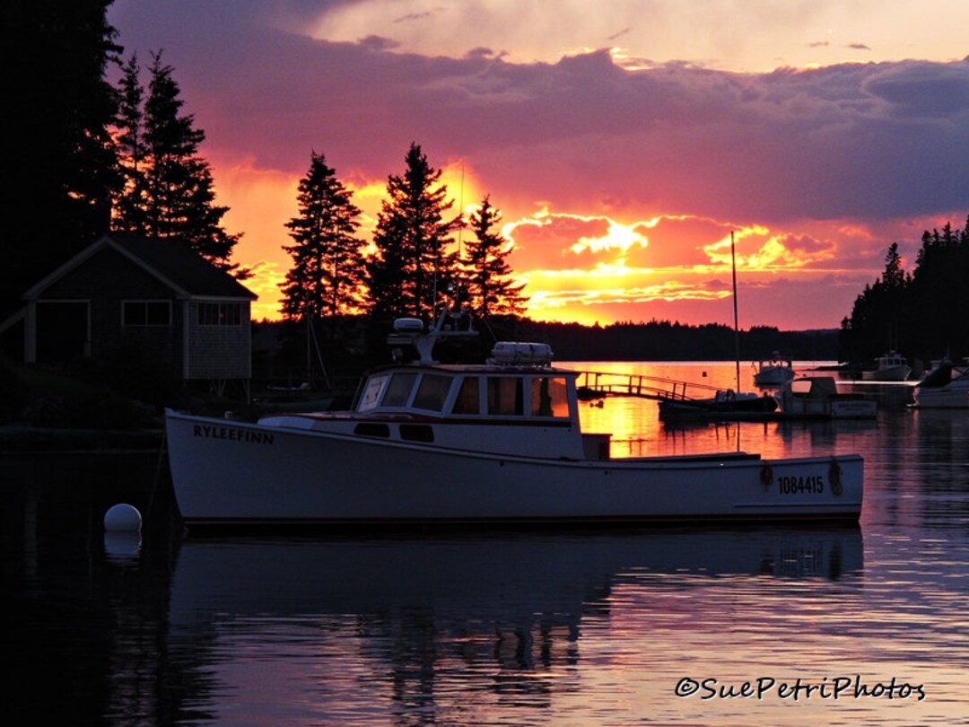 Nautical Sunset Sunset Photos Bar Harbor Maine Nautical Etsy