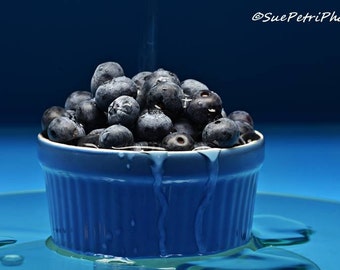 Bowl of blueberries, Fine art photograph, Food porn, Kitchen art, Market art, Blueberries, Still life photos, Blue, Fruit art, Fruit photos