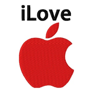 aro 4 x 4 tamaño iLove Apple Logo inspirado diseño de bordado digital