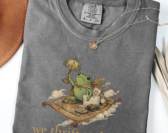 Comfort Colors® We Thrift At Dawn Shirt, Funny Frog Meme Thrifting Tee, Thrift Lover TShirt, Vintage Collector Gift