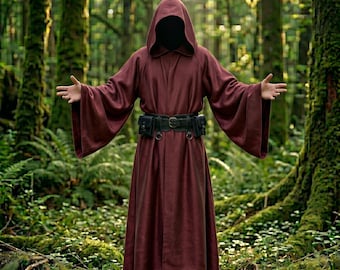 Handmade Wizard Costume – Hooded Cotton Cloak for Cosplay, Fantasy Costume