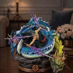 Roronoa Zoro Three Dragon Tornado Statue – One Piece Anime PVC Collectible (22cm)