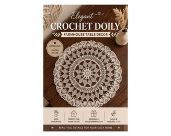 Tapete de ganchillo, decoración de mesa redonda de encaje, decoración de mesa estilo rústico, tapete hecho a mano, decoración bohemia para el hogar, regalo de boda, decoración de mesa de centro