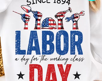 Happy Labor Day png: patriottische Amerikaanse werknemerafbeelding, American Labor Day Celebration png, rood wit blauw ontwerp (digitale download)