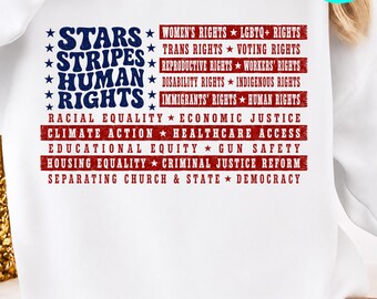 4th of July Stars Stripes and Human Rights PNG: USA Flag Patriotic Independence Day png Freedom America (Digital Download)