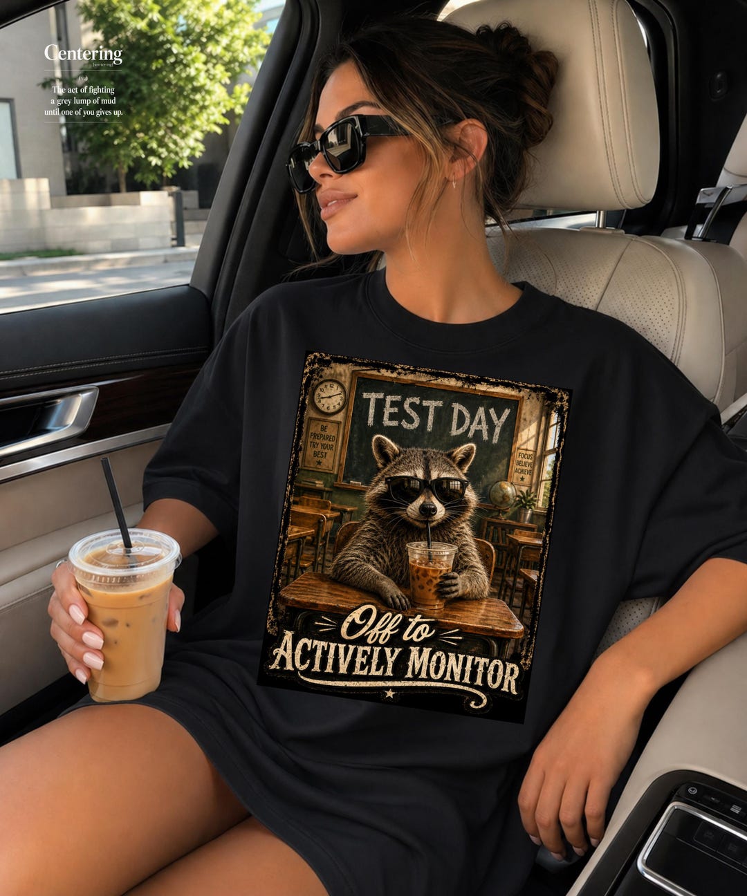 Off to Actively Monitor Raccoon Teacher Test Day T-shirt, Funny Teacher ...
