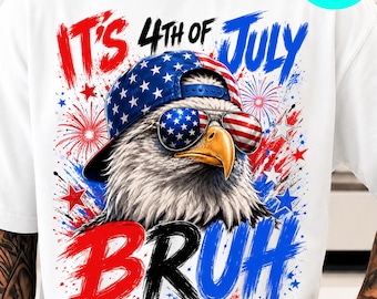 Bruh 4th Of July Boys Kids 4th Of July Bald Eagle PNG: Patriotic Eagle Graphic Kids Celebration png USA Freedom Fireworks (Digital Download)